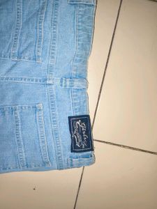 Light Blue Embroidered Bell Bottom Jeans