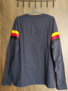 Men Navy Blue Solid Round Neck Pure Cotton T-shirt