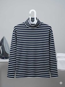 Men's Striped Turtleneck T-Shirt