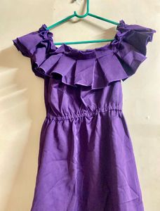 Purple Off-Shoulder Ruffle Dress