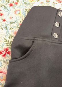 Black High-Waisted Pants with Button Detail