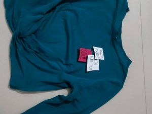Teal Long Sleeve Knotted T-Shirt