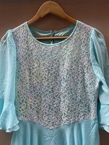 Stunning Light Blue Lace Ethnic Gown