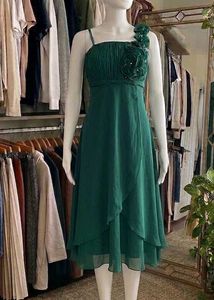 Elegant midi Emerald Green Party Dress