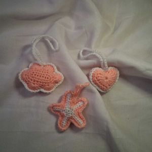 Crocheted Cloud, Star, and Heart Charms