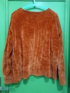 Cozy Brown Velvet Pullover Sweater