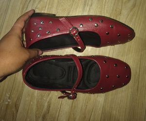 Red Mary Jane Flats