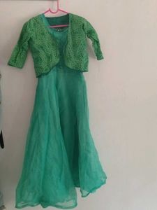 Green Ethnic Gown with Jacket