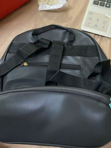 Stylish Black Backpack with Leaf Print