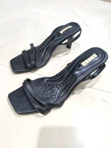 Chic Black Strappy Heeled Sandals