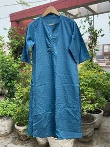 Teal Blue Printed Kurta