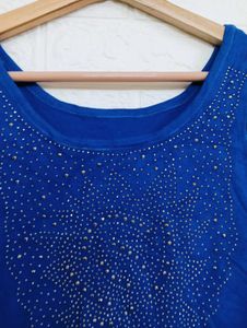 Royal Blue Embellished Sleeveless Top