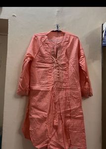 Peach Cotton Kurta