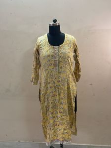 Yellow Floral Print Kurta