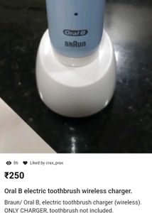 Oral B electric toothbrush wireless charger.