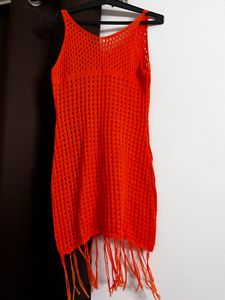 Chic Fringe Knit Mini Dress