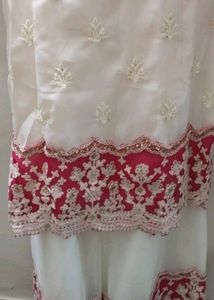 Elegant White Kurta Set with Pink Embroidery