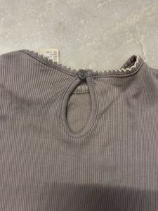 Cute Grey Ribbed Top with Bow Detail