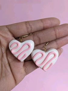 White Candy Heart Earrings