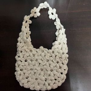 Handmade Crochet Flower Shoulder Bag