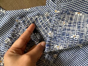 Blue &amp; White Striped Crop Top