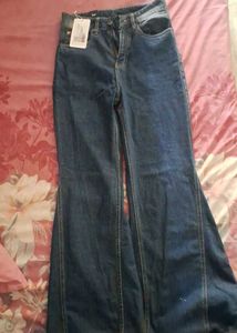 Flared Blue Denim Jeans