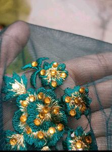Elegant Teal Kurta Set with Golden Embellishments