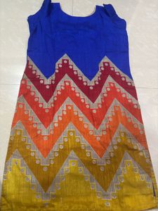 Royal Blue Chevron Print Kurti with Elegan