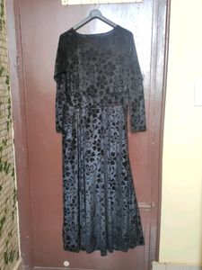 Black Velvet Long A -line Gown