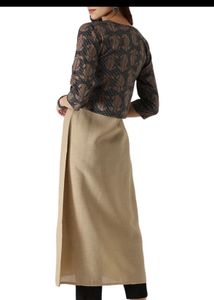 Stylish Beige Kurta with Black Net Sleeves