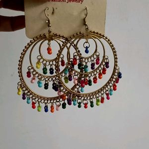Boho Beaded Hoop Earrings