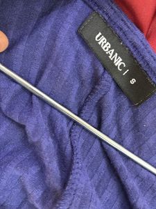 URBANIC Navy Blue Ribbed Wrap Dress