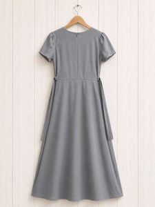 Elegant Grey Lace Overlay Dress
