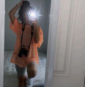 Sheer Mesh Oversized Tunic Top