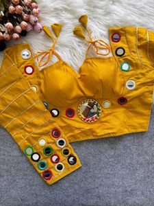 Yellow Mirror Work Blouse