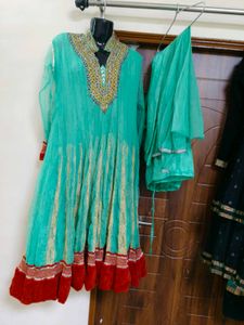 Beautiful Teal frock chudidar