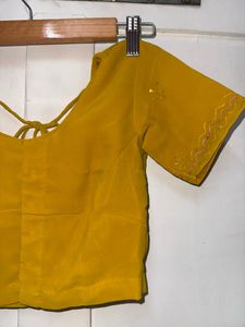 Mustard Yellow Sequin and Embroidery Blouse