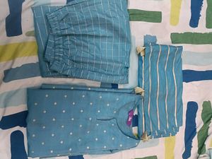 Blue Kurta Set with Pants & Dupatta