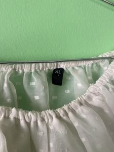 White Sheer Polka Dot Crop Top with Tie
