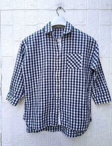 Korean Pintrest Blue Checkered Oversized Shirt
