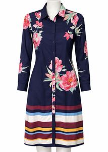ZINK LONDON Navy Floral Button-Up Shirt Dress