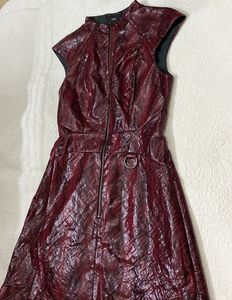 Burgundy Faux Leather Dress