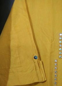 Vibrant Yellow Kurta with Mirror Work