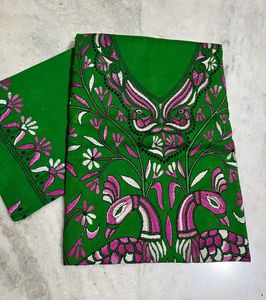 Handcrafted Bengal Kantha work dress material.