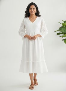 White Eyelet Midi Dress