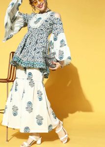 Elegant Printed Kurta Set with Palazzo