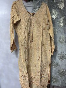 Elegant Cream Embroidered Kurti set