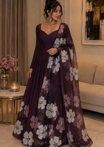 Elegant Floral anarkali with dupatta