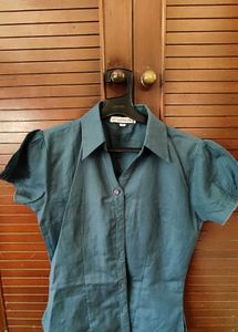 HENNY Teal Short-Sleeve Collared Shirt