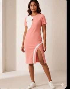 Chic Color Block Cutout Dress(L)